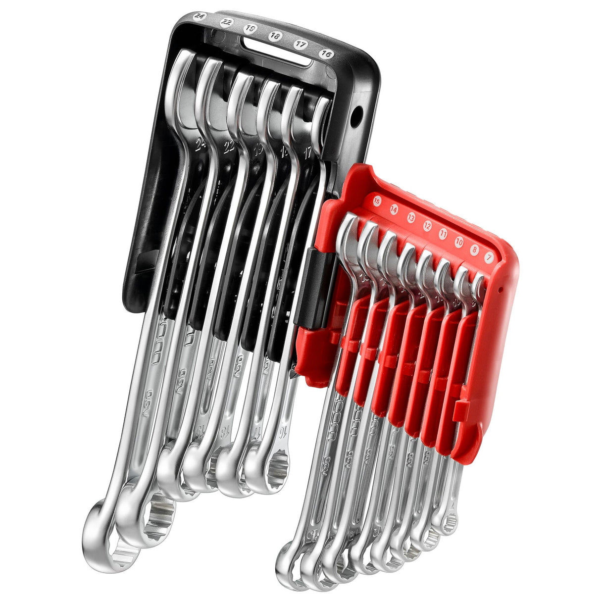 440.JP - Ring-Maulschlüssel-Sets, Köpfe 15° abgeschrägt, metrisch, im Etui