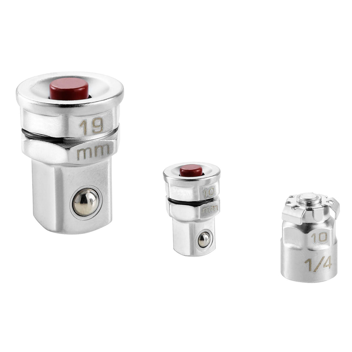 Satz mit 2 Adaptern für Schlüssel auf Vierkant 1/4" und 1/2"