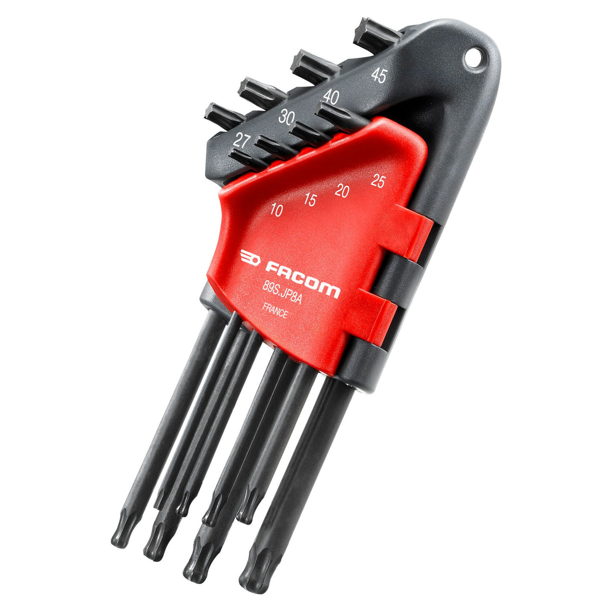 Winkel-Stiftschlüssel, Abtriebe Torx®®, lang, Satz im Klapphalter, 8-tlg.