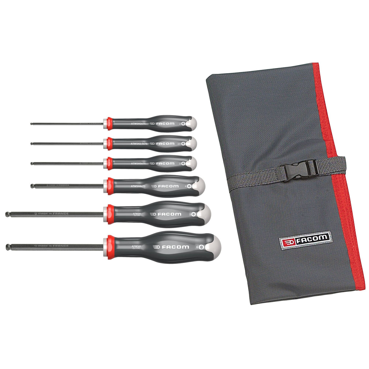 PROTWIST® Stiftschlüssel | Abtriebe Innensechskant mit Kugelkopf | Satz in Falttasche, 6-tlg.