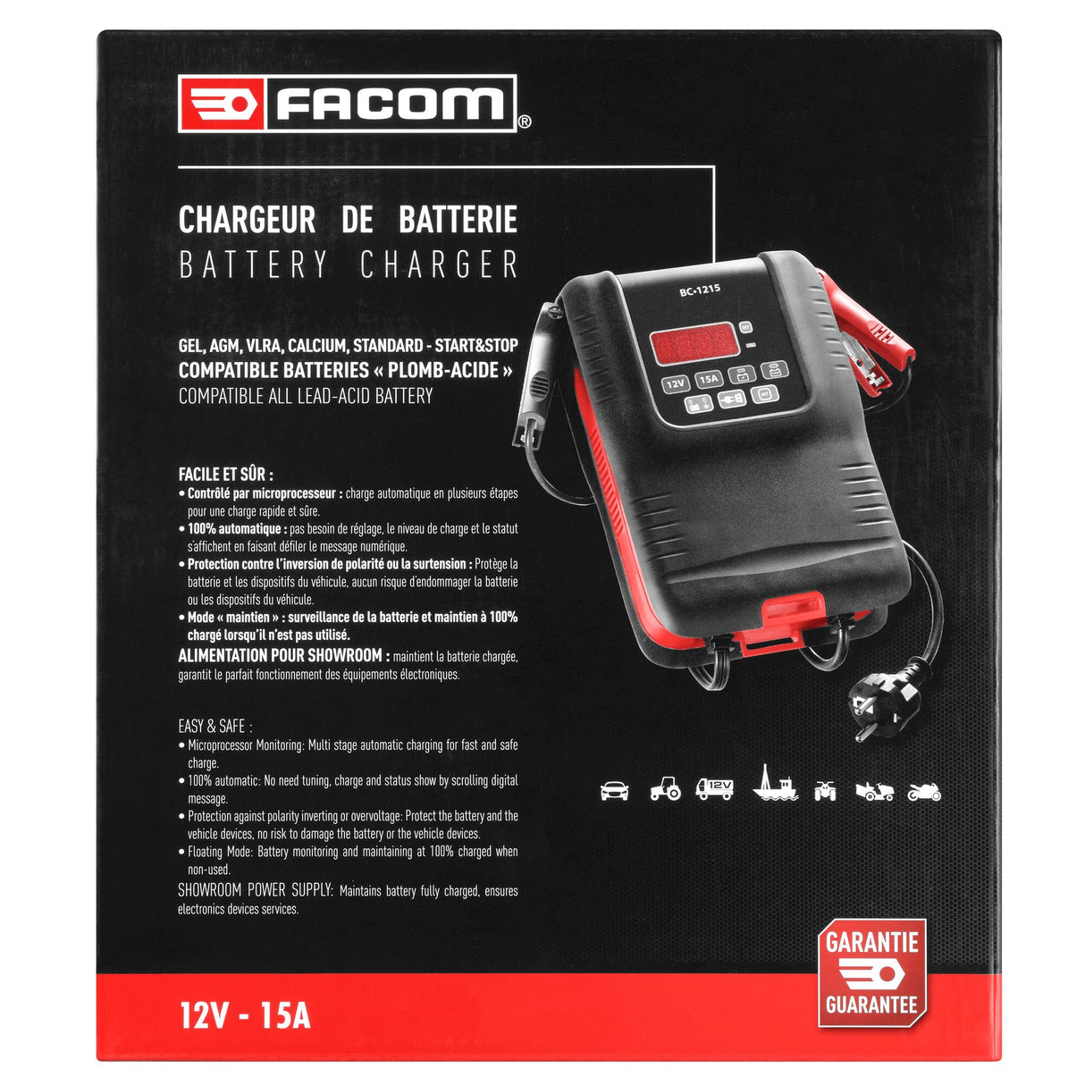 Akku-Schnellladegerät 12V 15 Amp., für VL, VUL, PL 12V. Betrieb "SHOWROOM