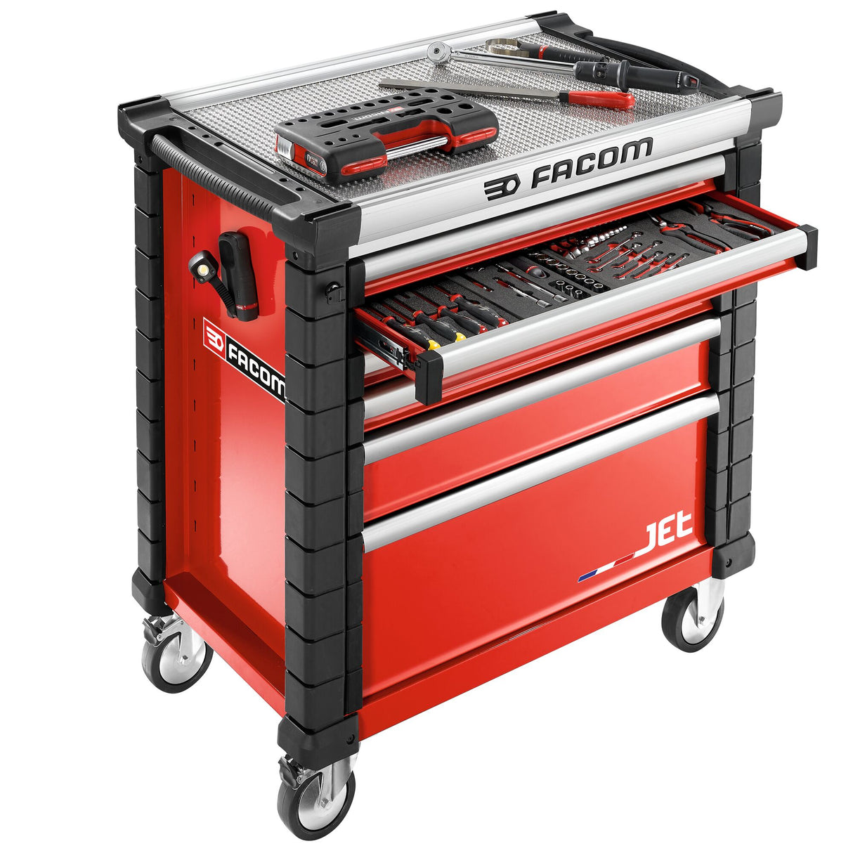 Werkstattwagen JET mit 6 Schubladen, 4 Module pro Schublade, rot (RAL 3020)