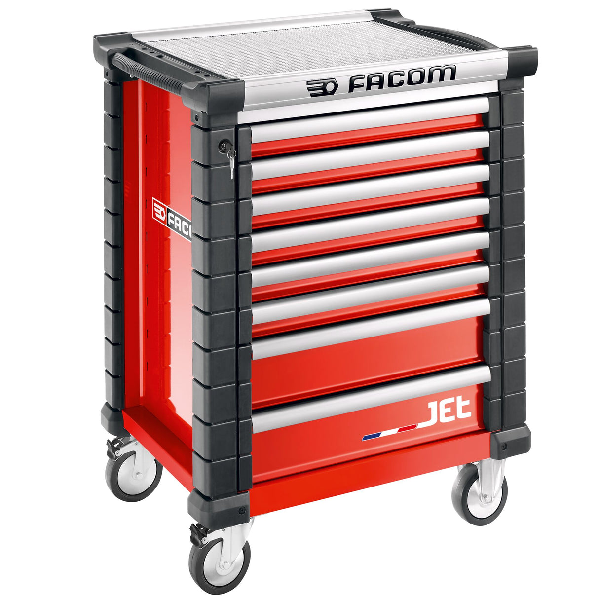 Werkstattwagen JET mit 8 Schubladen, 3 Module pro Schublade, rot (RAL 3020)