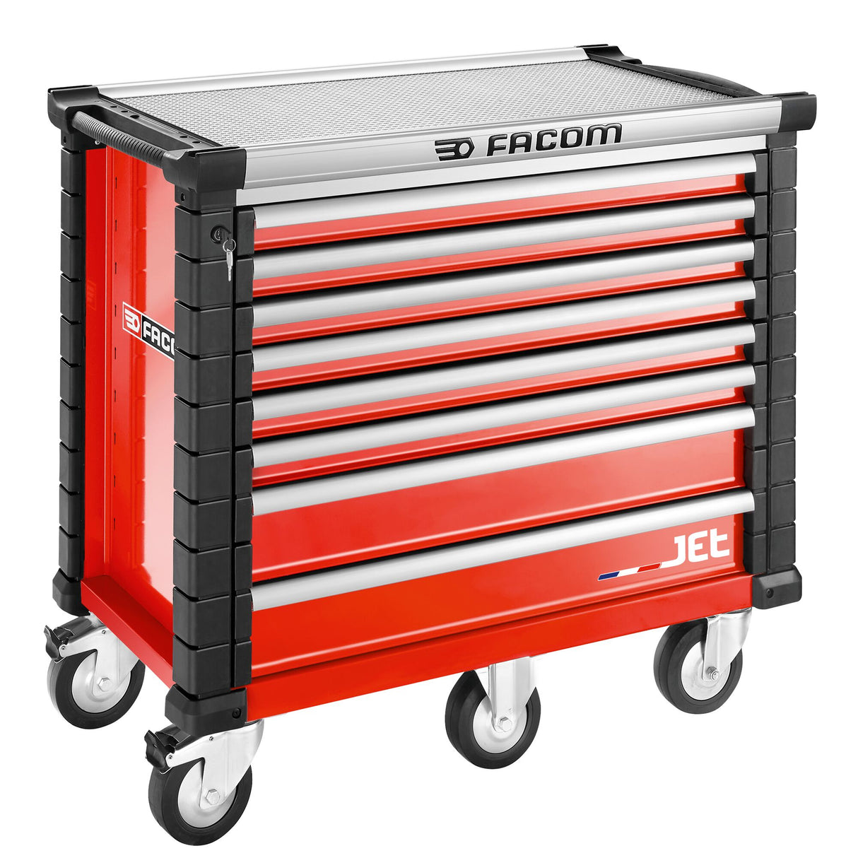 Werkstattwagen JET mit 8 Schubladen, 5 Module pro Schubfach, rot (RAL 3020)