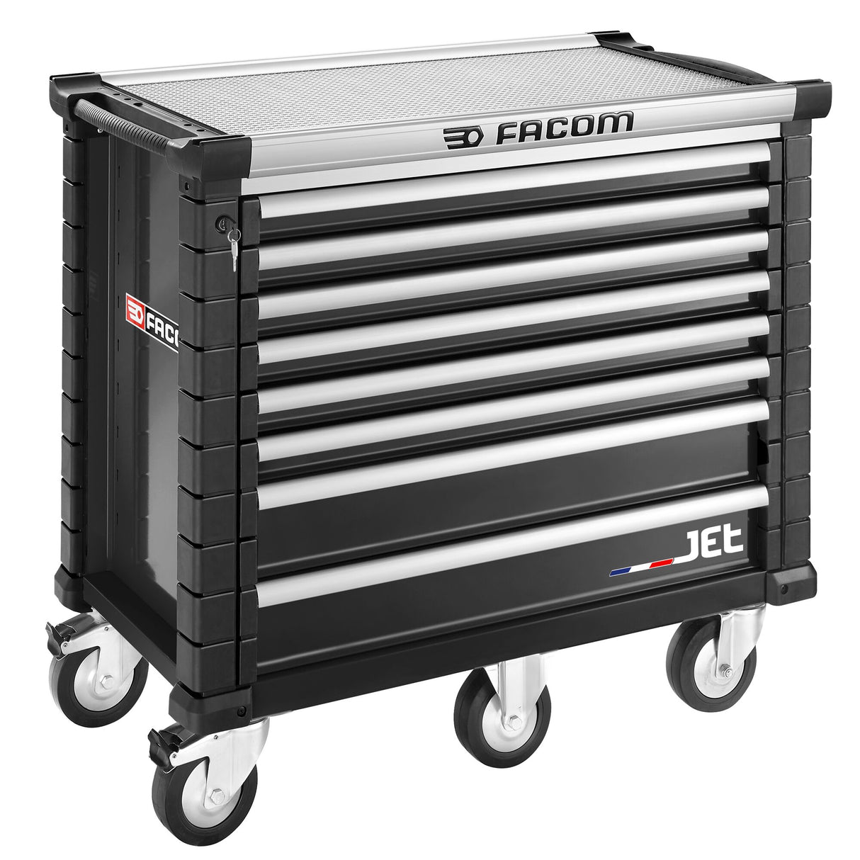 Werkstattwagen JET mit 8 Schubladen, 5 Module pro Schubfach, schwarz (RAL 9005)