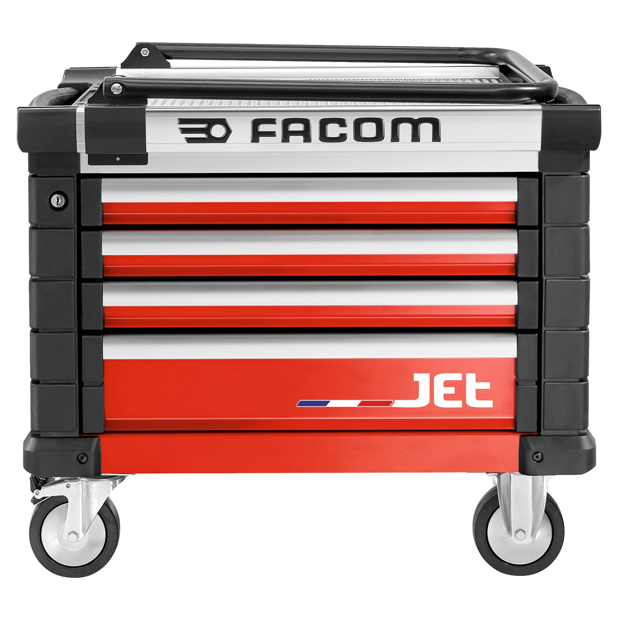 Mobile Werkzeugtruhe JET mit 4 Schubladen, 3 Module pro Schublade, rot