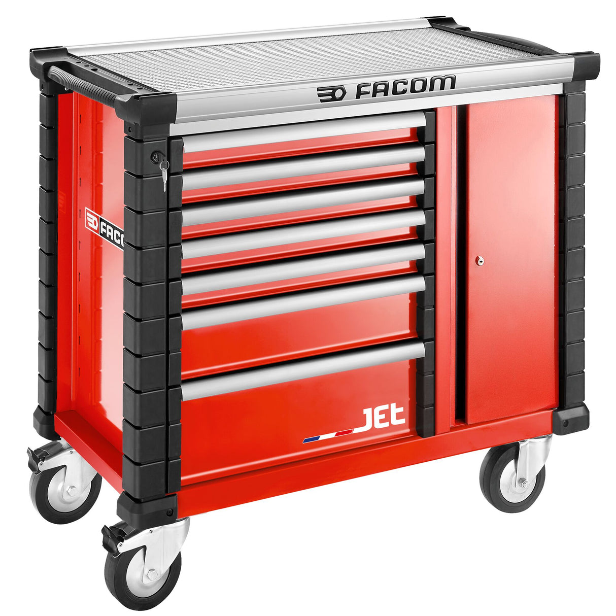 Mobile Werkbank 7 Schubladen mit Seitenschrank, Rot