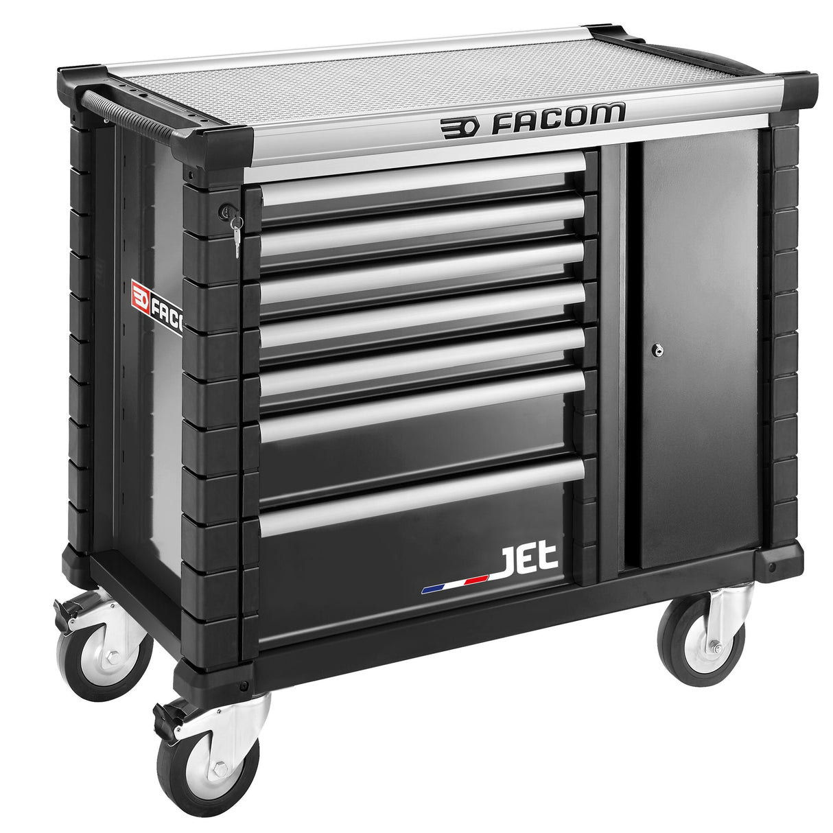 Mobile Werkbank 7 Schubladen mit Seitenschrank, Schwarz