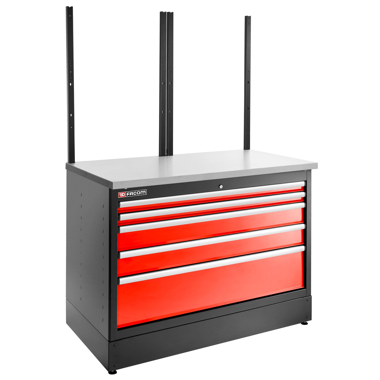 Doppelunterschrank mit 5 Schubladen, Rot