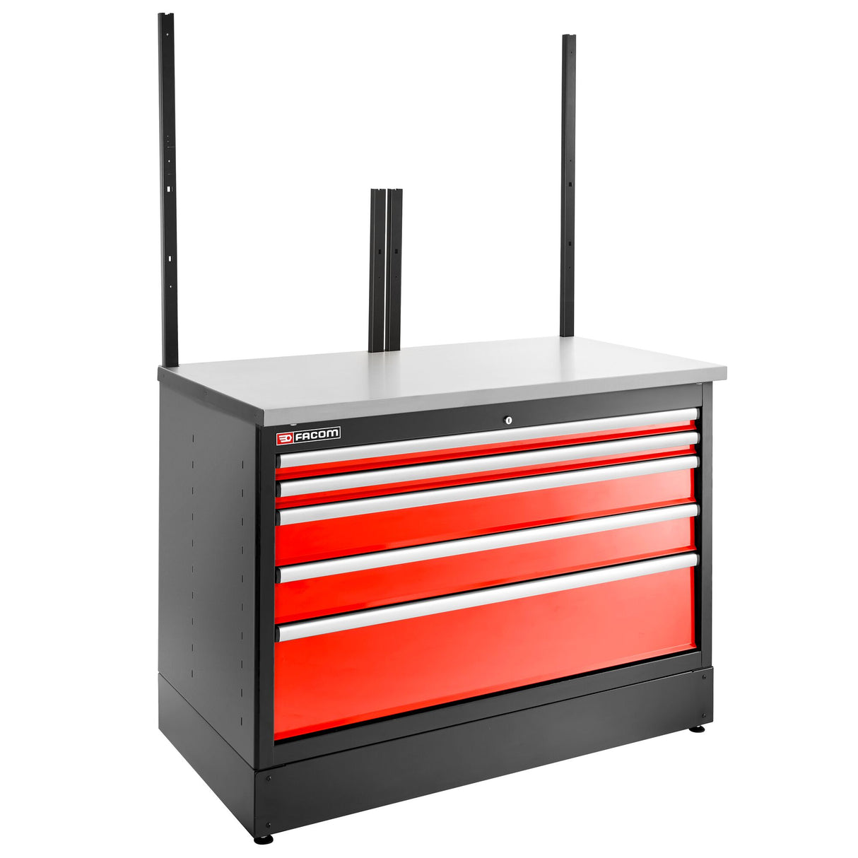 Doppelunterschrank mit 5 Schubladen, Rot
