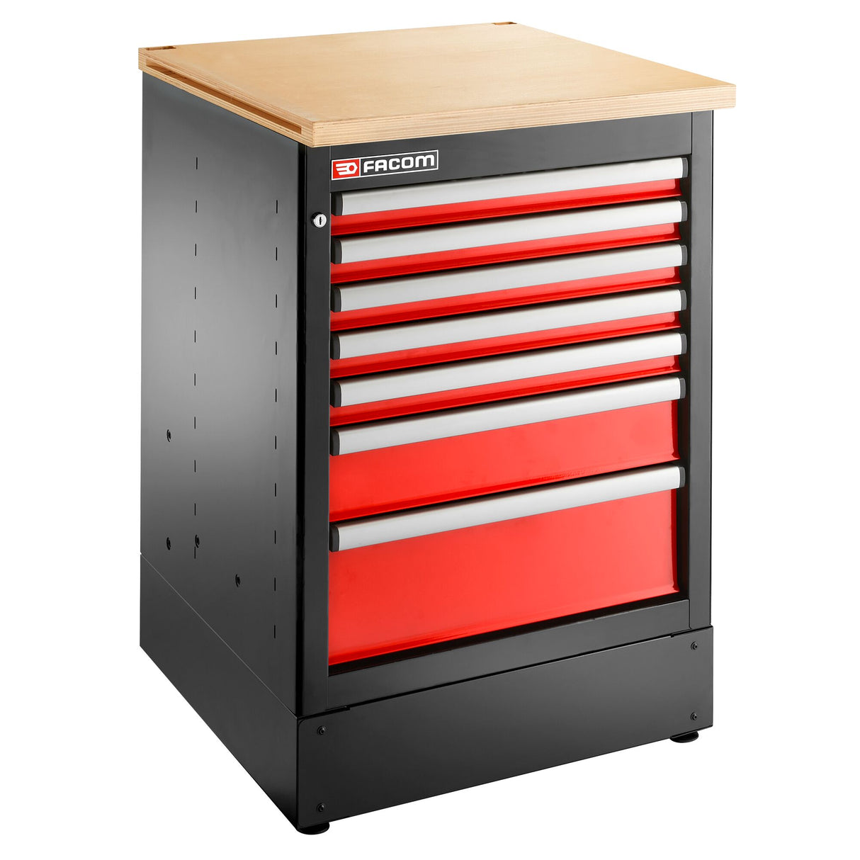 Einzelunterschrank mit 7 Schubladen, Rot