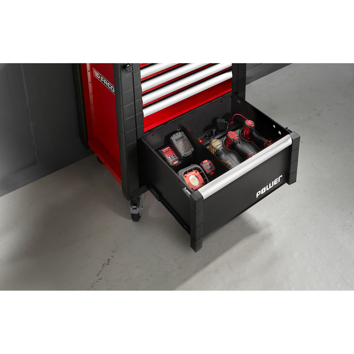 Unterschrank mit 6 Schubladen + 1 Powerschublade, Rot