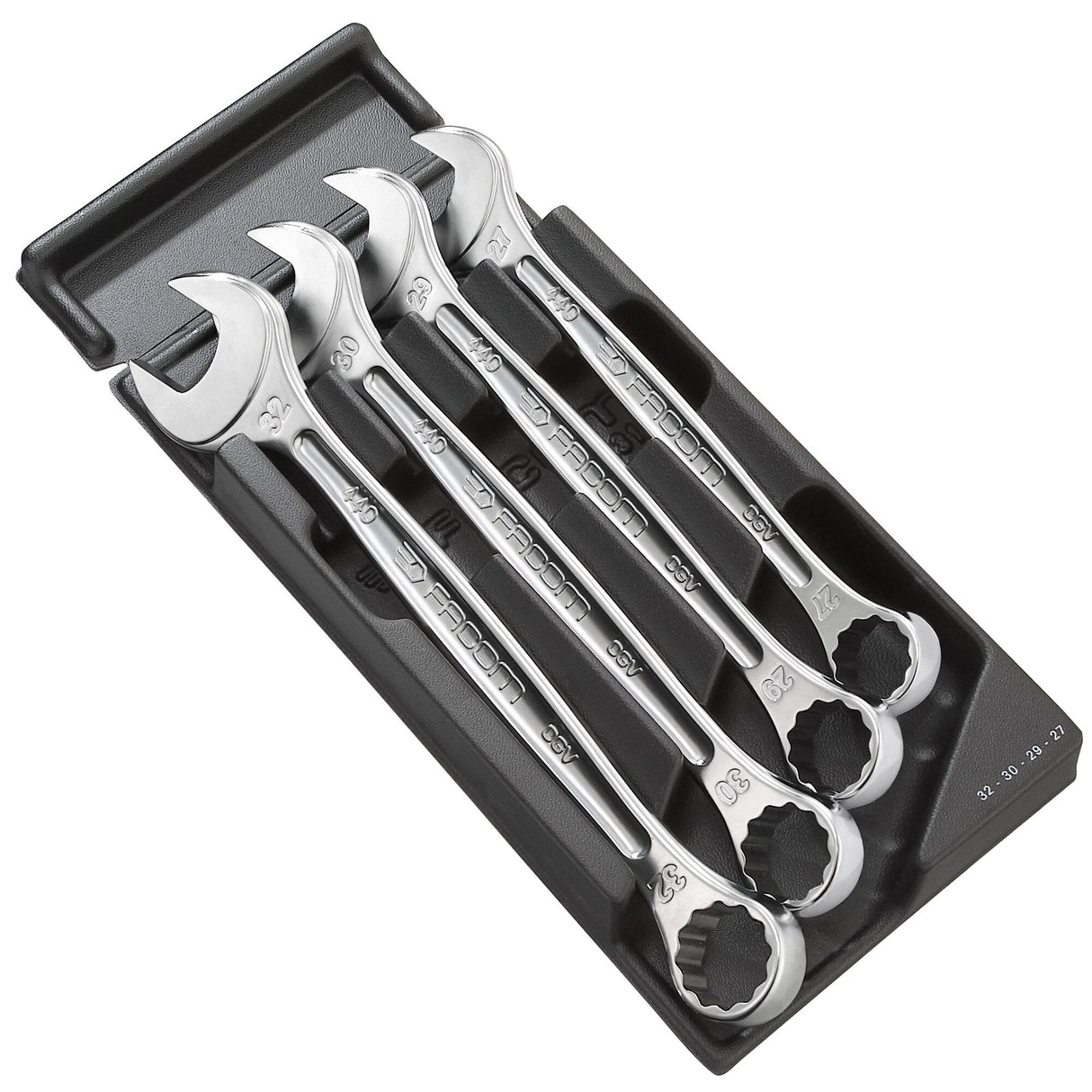 Modul mit 4 OGV® Gabel- Ringschlüsseln, große Abmessungen, 27 bis 30 mm und 32 mm