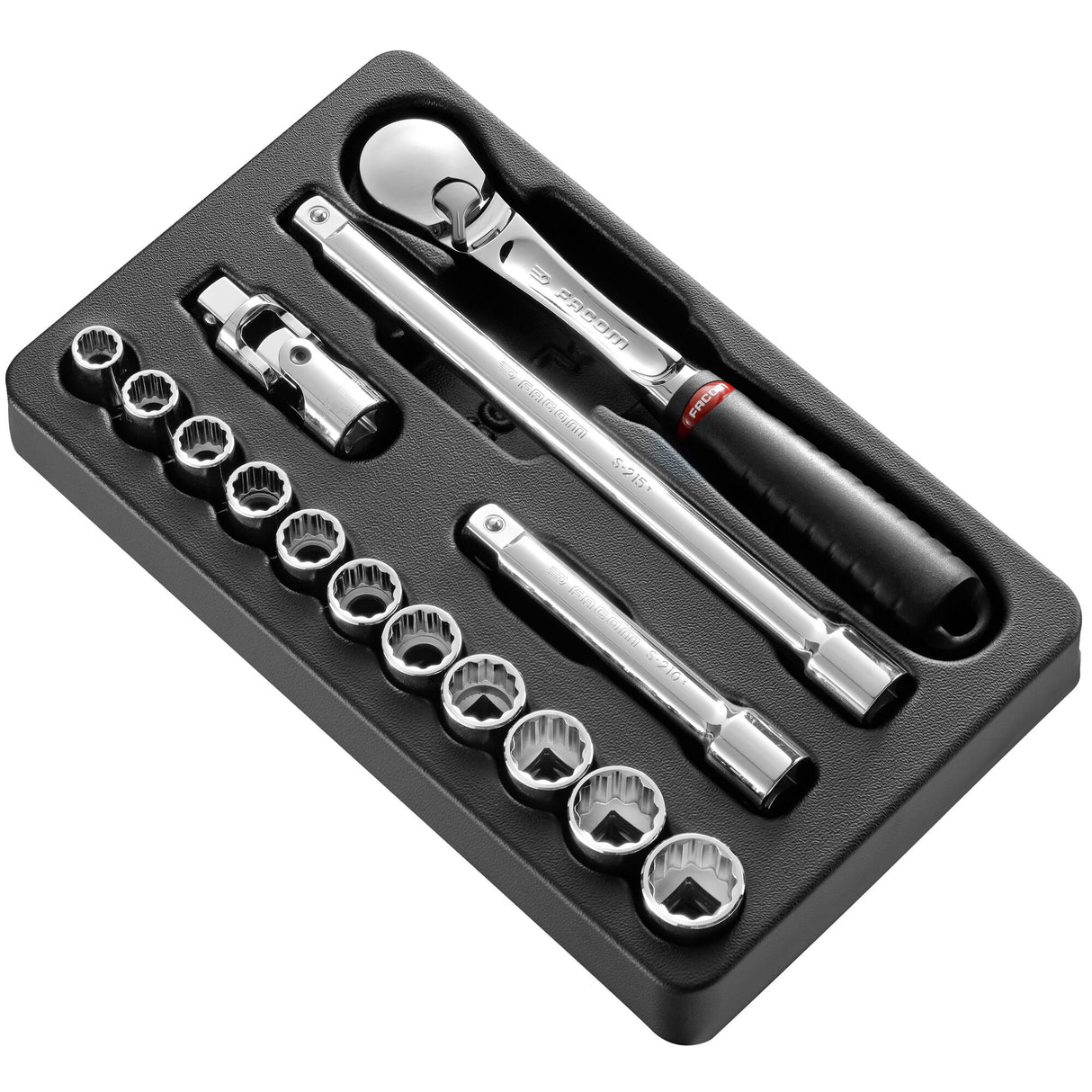 Kunststoffmodul - Steckschlüssel 1/2", 12-Kant, 15-tlg.