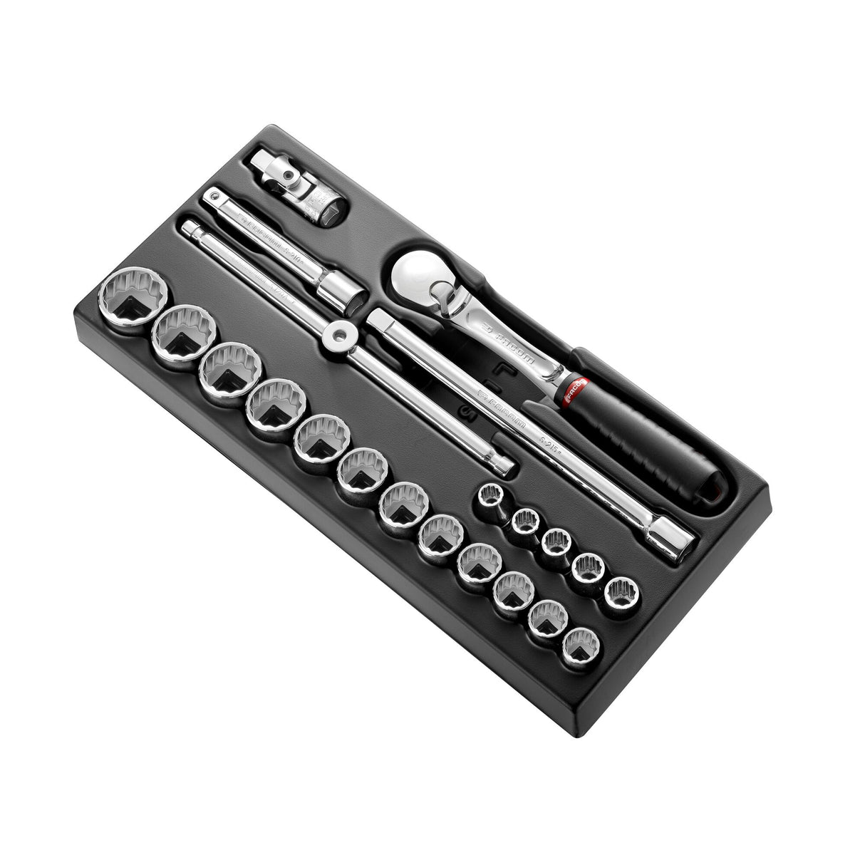 Kunststoffmodul - Steckschlüssel 1/2", 12-Kant, 22-tlg.