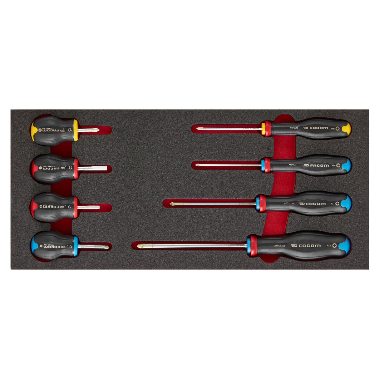 Schaumstoffmodul - 8 PROTWIST® Schraubendreher (Schlitz, Philips®, Pozidriv® 6-kant PH und PZ)