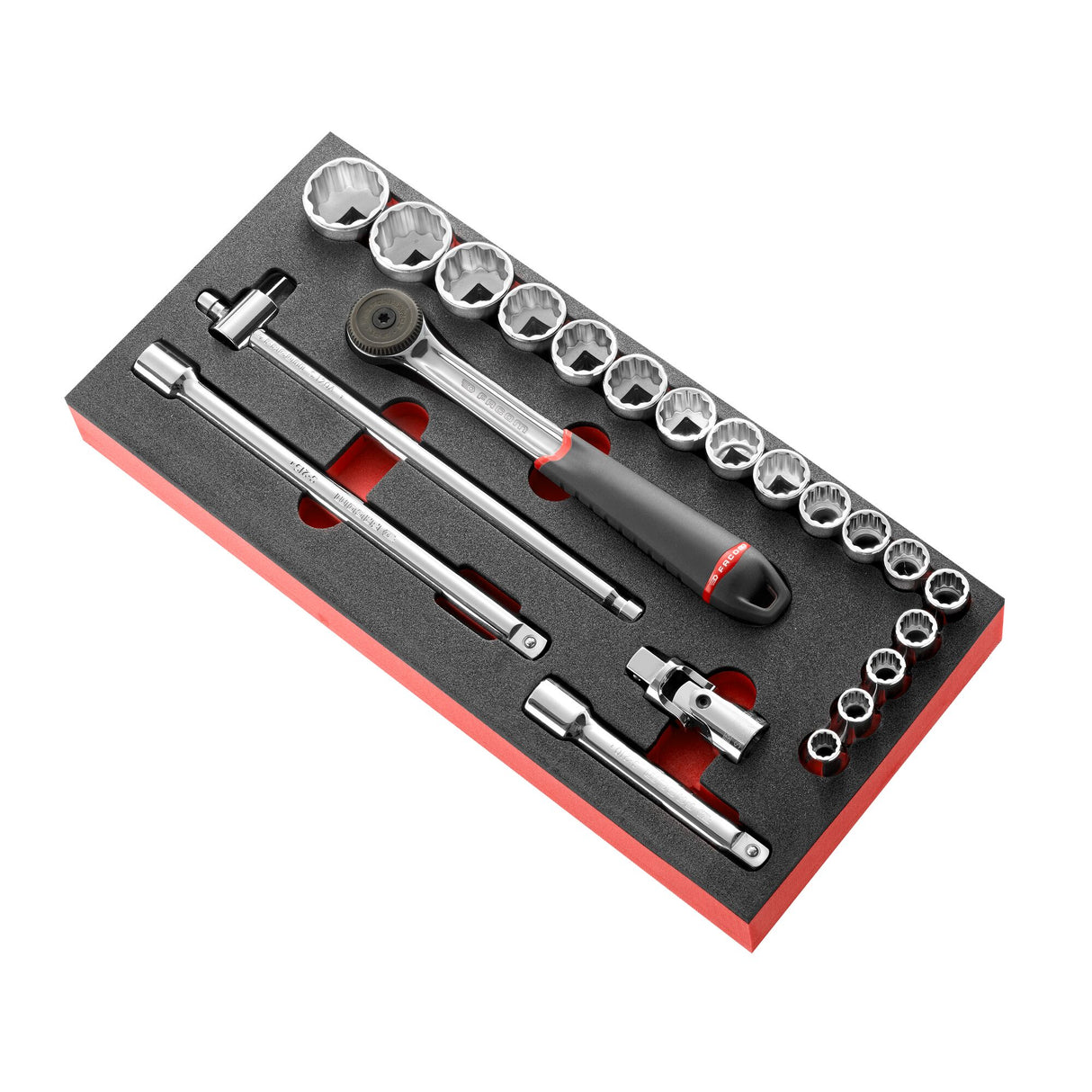 Schaumstoffmodul mit 1/2", 12-Kant Steckschlüsseln, zöllig - 22 Teile - S.161B
