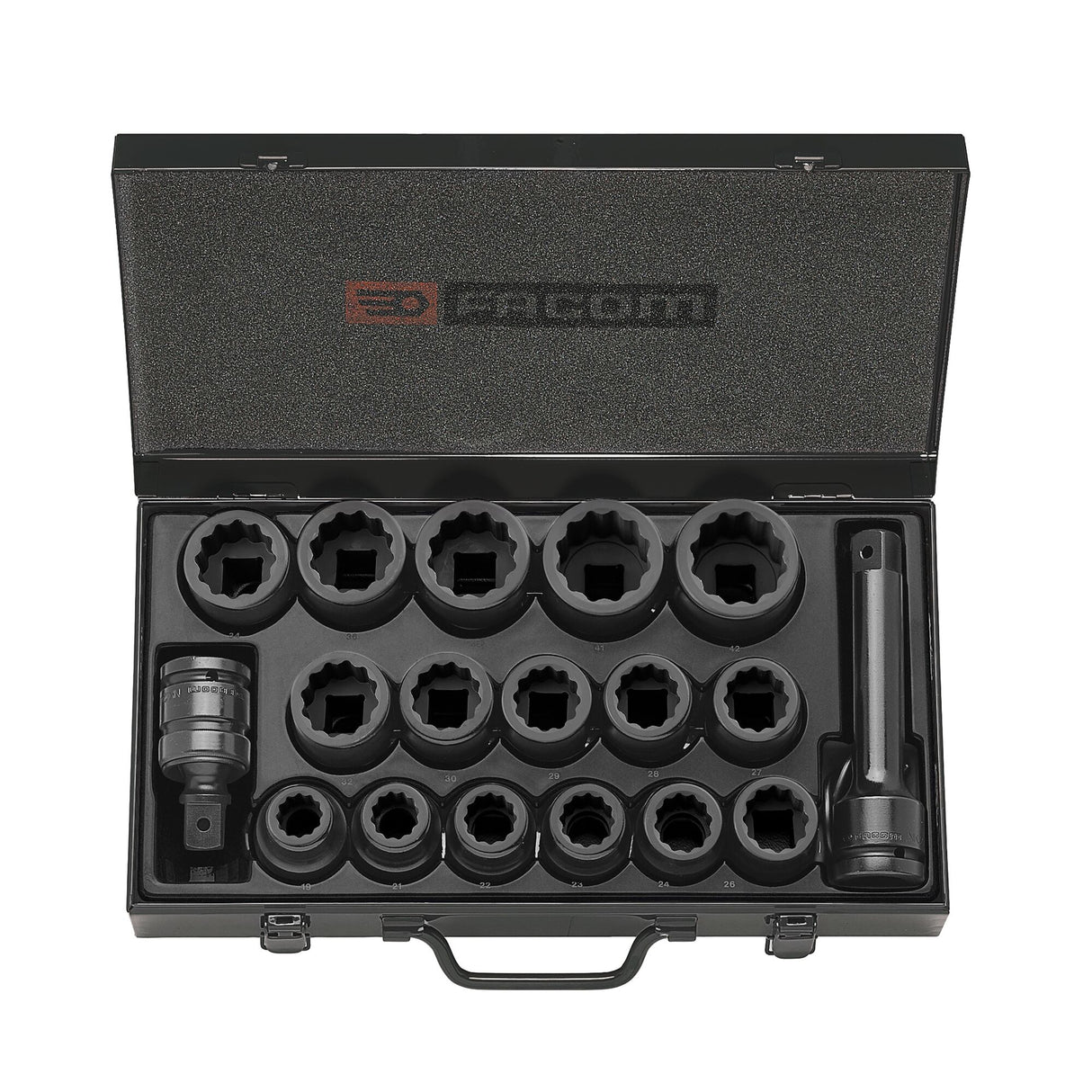 Sortiment mit 16 Impact-Steckschlüsseln 3/4", 19 bis 42 mm