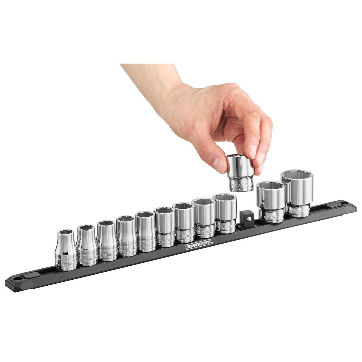 OGV® GRIP Steckschlüssel Set 1/2" 6-kant, 10 -24mm, 12-tlg. auf einer Schiene