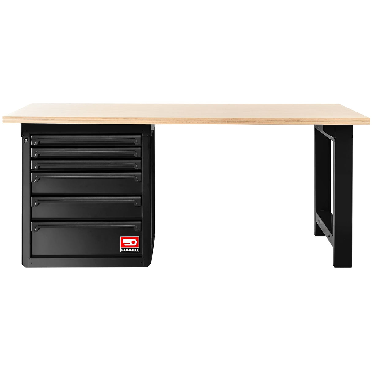 ROLL Werkstattsystem RWS2.0 - 2m Werkbank mit Holzarbeitsplatte, schwarz