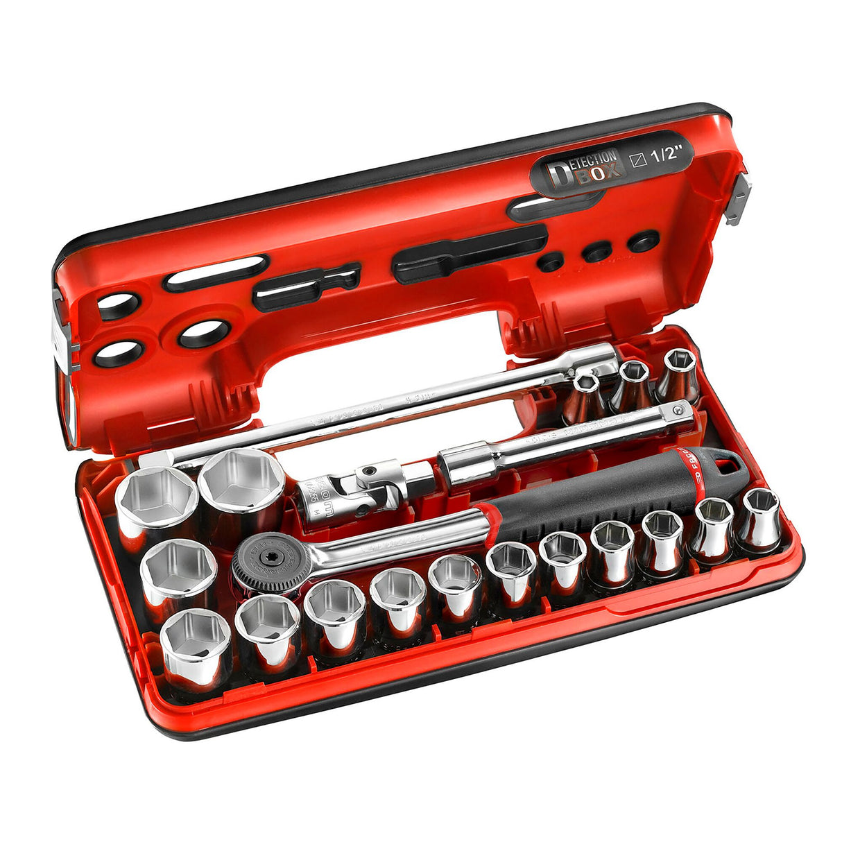 Steckschlüsselsortiment 1/2", 6-Kant, metrisch - 21 Teile -