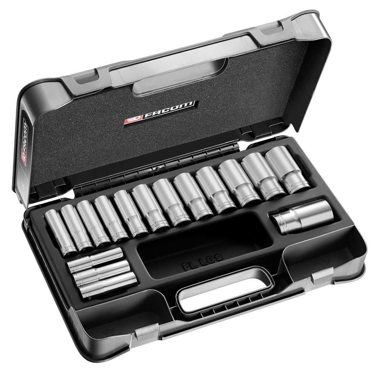 Steckschlüsselsortiment 1/2", lang, 12-Kant, metrisch - 16 Teile -
