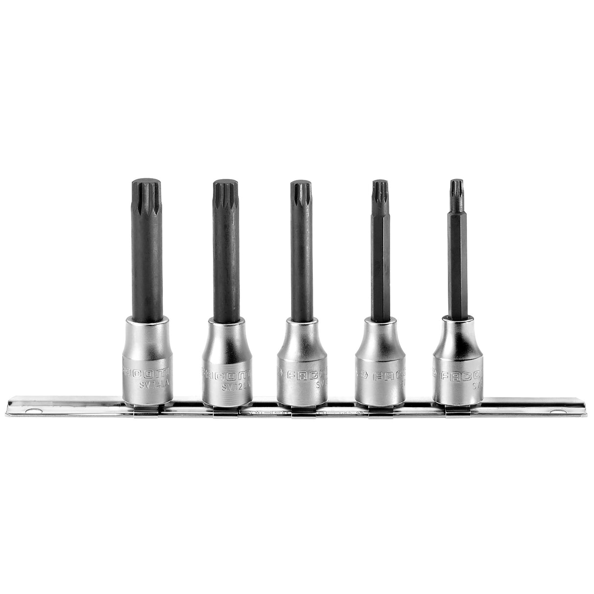 Satz mit 5 Steckschlüsseln mit XZN-Schraubeinsätzen, 1/2" Vierkant