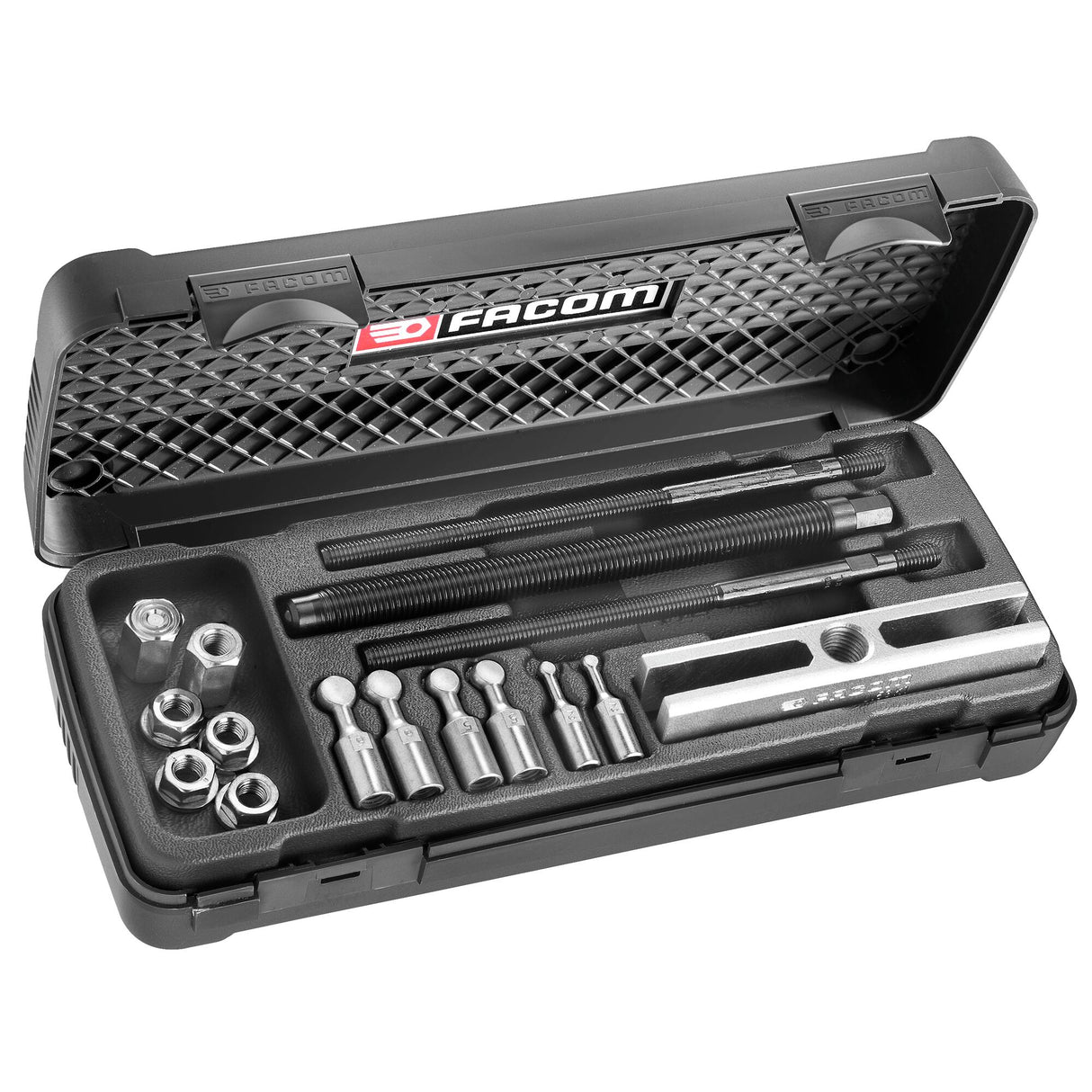 Sortiment "Feinmechanik" - Abziehvorrichtung, Spreizeinsätze, Kunststoffkasten, 16-tlg.