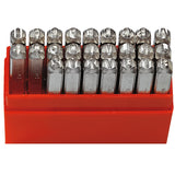 Schlagbuchstaben, A - Z, Punkt, Zeichenhöhe 8 mm, Satz im Kunststoffkasten, 27-tlg.