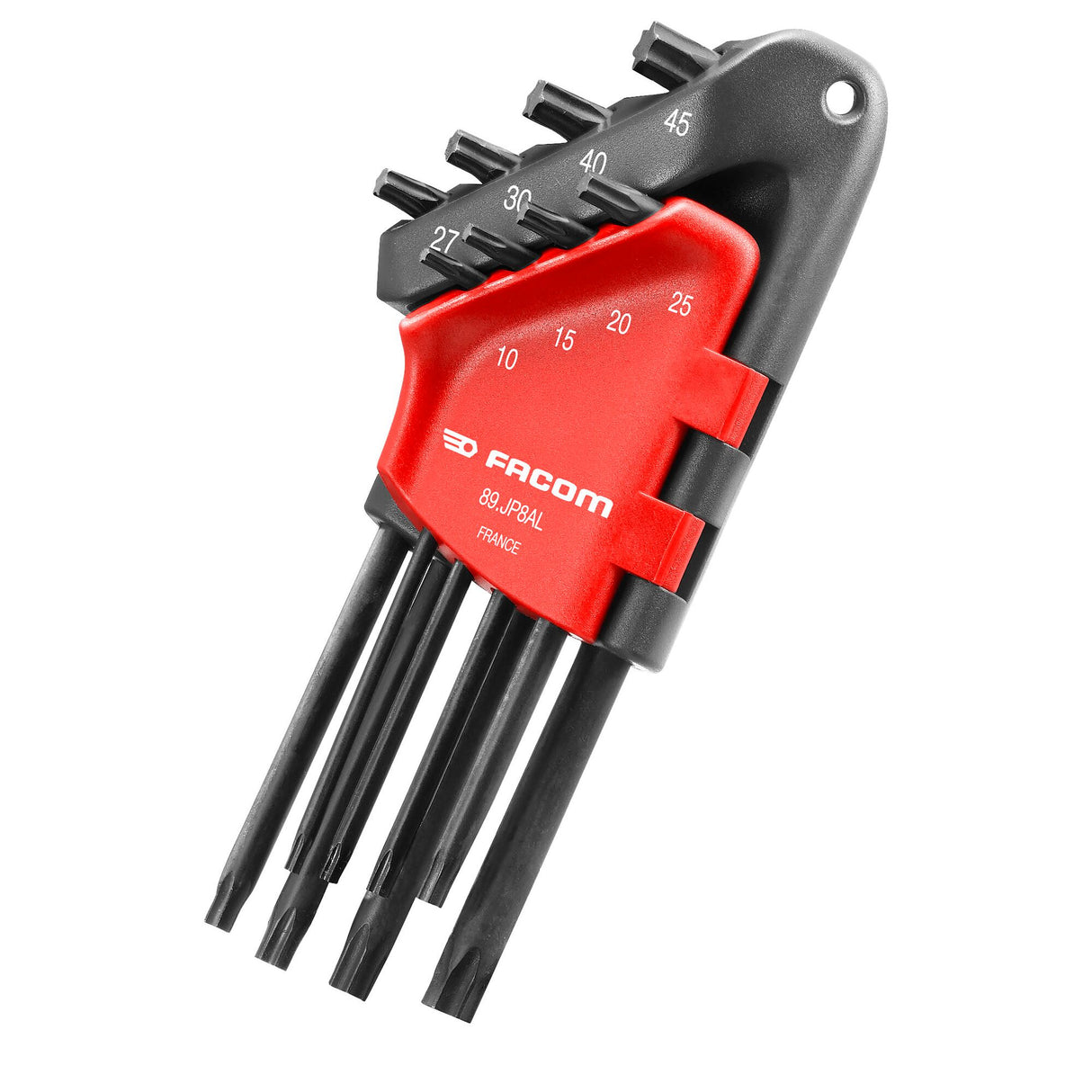 Winkel-Stiftschlüssel, Abtriebe Torx®, lang, Satz im Klapphalter, 8-tlg.