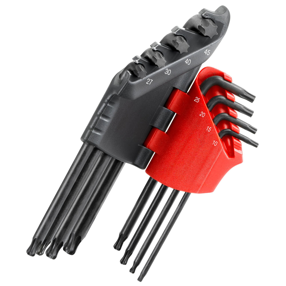 Winkel-Stiftschlüssel, Abtriebe Torx®®, lang, Satz im Klapphalter, 8-tlg.
