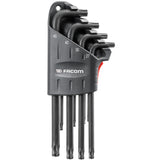 Winkel-Stiftschlüssel, Abtriebe Torx®®, lang, Satz im Klapphalter, 8-tlg.