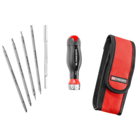 PROTWIST® 3 in 1 Handgriff mit Multibit-Ratsche mit 5 Klingen im Etui