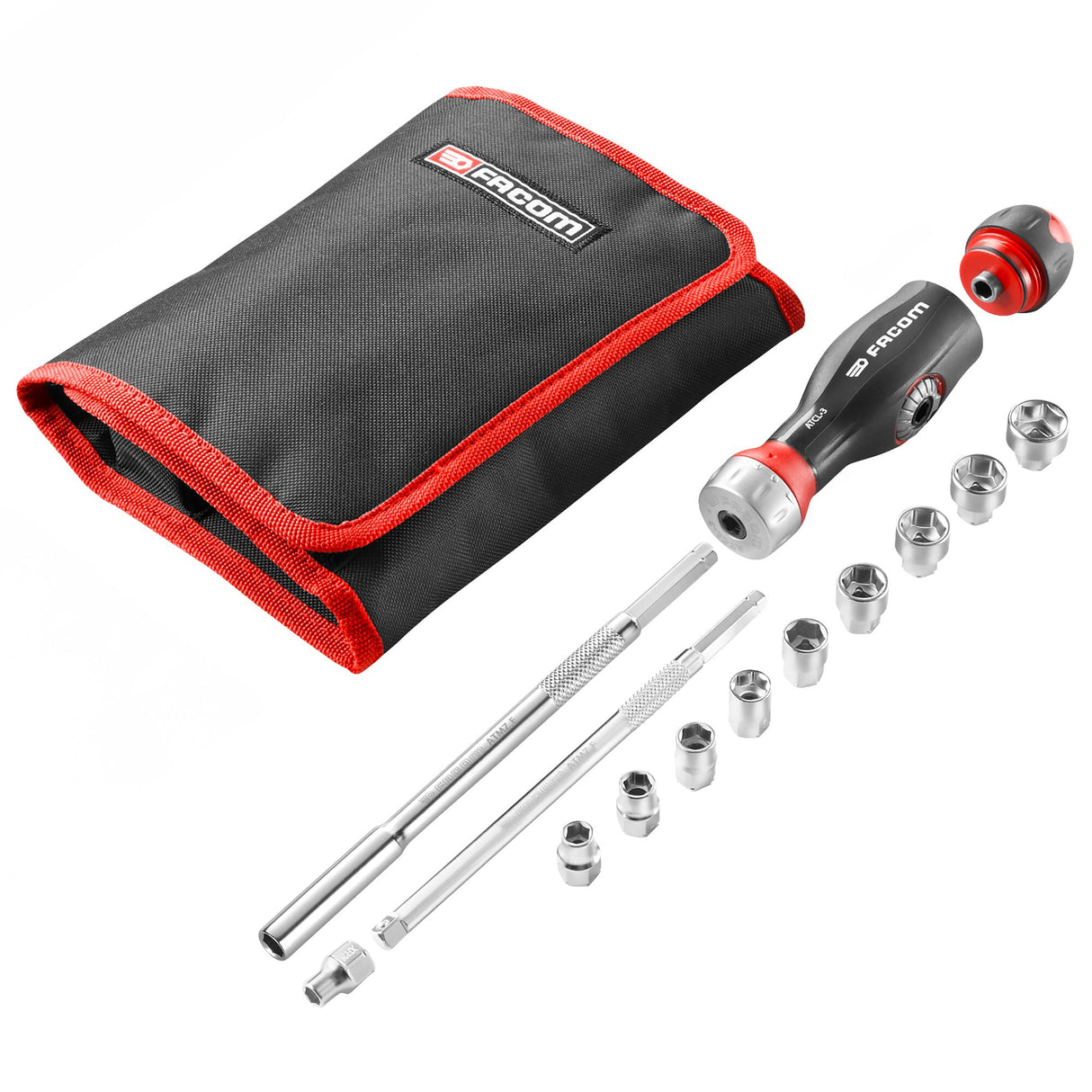 PROTWIST® 3 in 1 Handgriff mit Doppelstecknuss-Multibit-Ratschen-Set mit 1/4``-Einsätzen