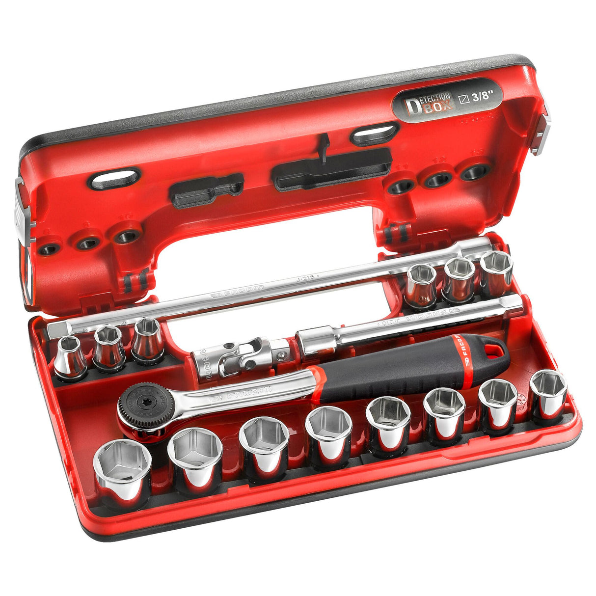 Steckschlüssel-Set 3/8" D-Box, 18-tlg.
