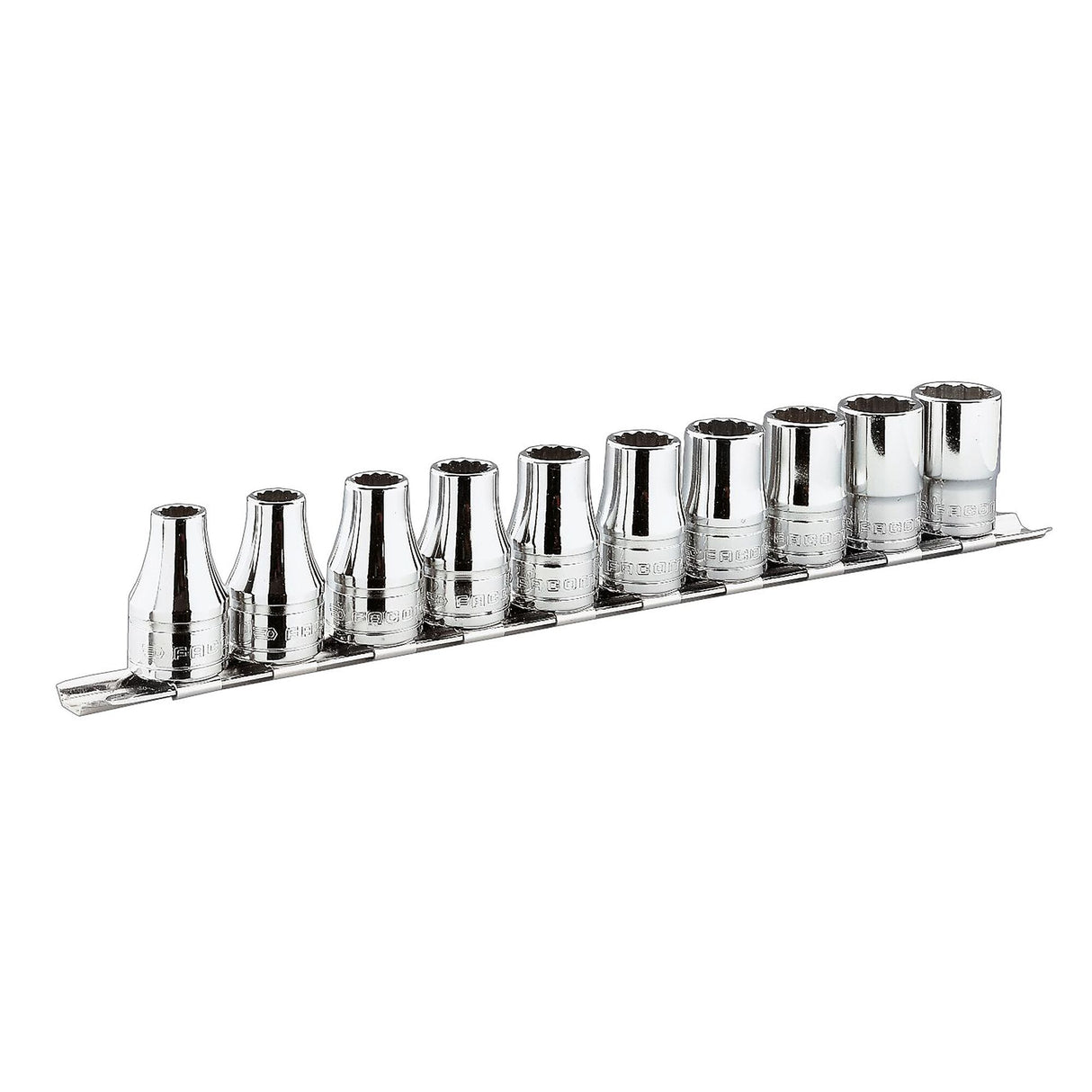J - Steckschlüsselsatz 3/8" auf metallischer Halteschiene