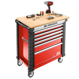 Werkstattwagen JET mit 6 Schubladen, 4 Module pro Schublade, rot (RAL 3020)