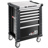 Werkstattwagen JET mit 6 Schubladen, 3 Module pro Schublade, inkl. strombetriebene Schublade, schwarz (RAL 9005)