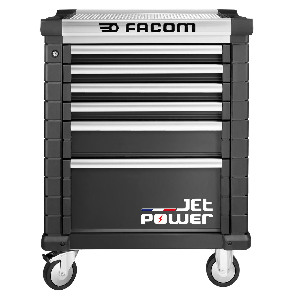 Werkstattwagen JET mit 6 Schubladen, 3 Module pro Schublade, inkl. strombetriebene Schublade, schwarz (RAL 9005)