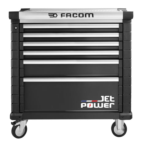 Werkstattwagen JET mit 6 Schubladen, 4 Module pro Schublade, inkl. strombetriebene Schublade, schwarz (RAL 9005)