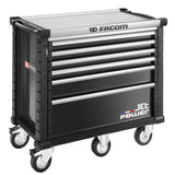 Werkstattwagen JET mit 6 Schubladen, 5 Module pro Schublade, inkl. strombetriebene Schublade, schwarz (RAL 9005)