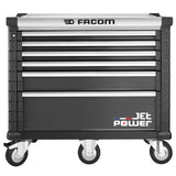 Werkstattwagen JET mit 6 Schubladen, 5 Module pro Schublade, inkl. strombetriebene Schublade, schwarz (RAL 9005)