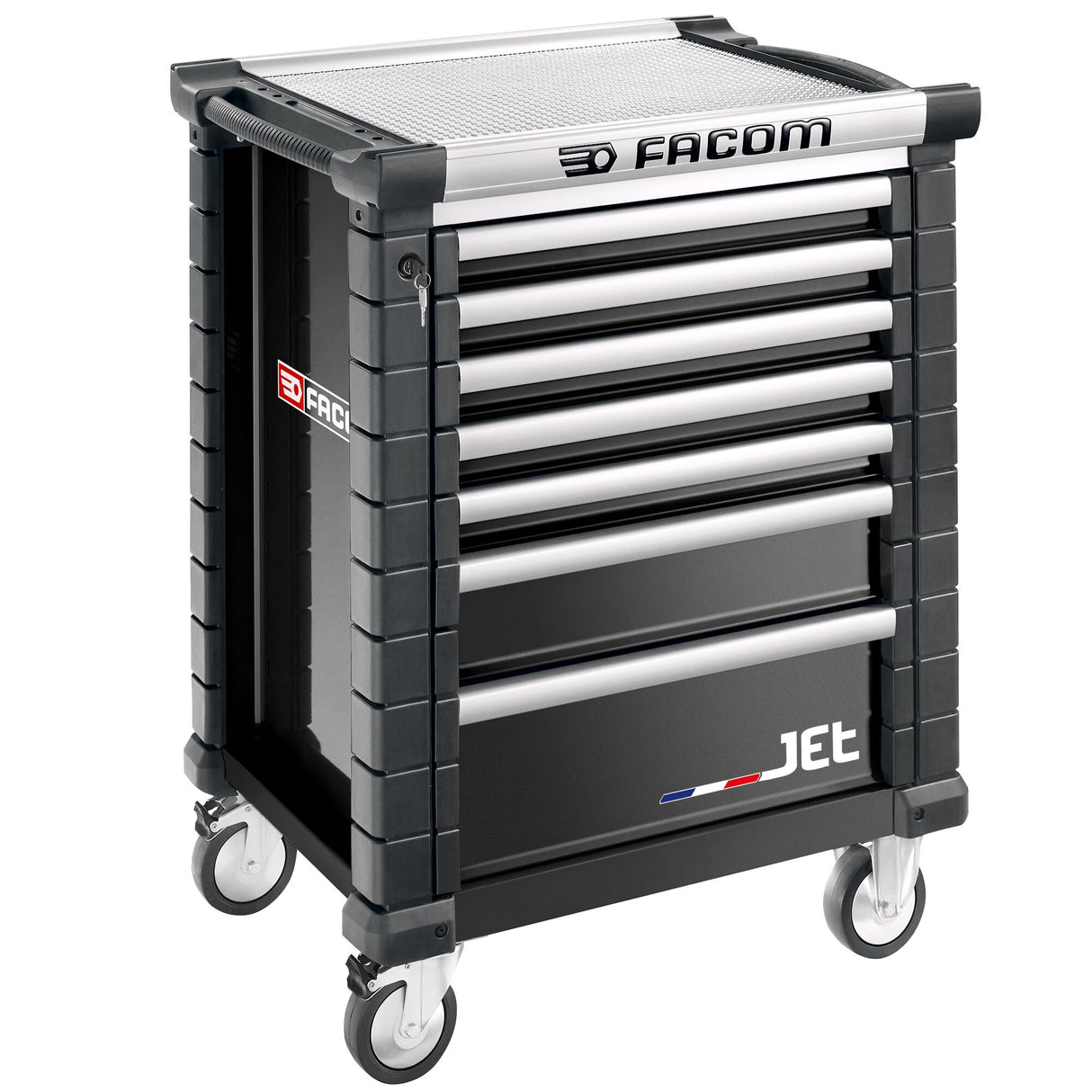 Werkstattwagen JET mit 7 Schubladen, 3 Module pro Schublade, schwarz (RAL 9005)