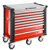 Werkstattwagen JET mit 8 Schubladen, 5 Module pro Schubfach, rot (RAL 3020)