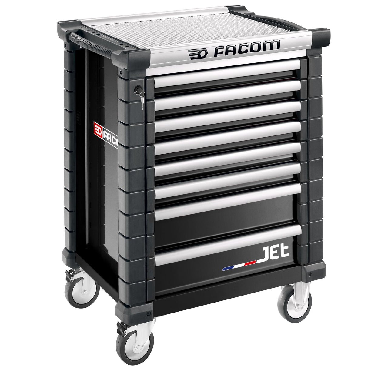Werkstattwagen JET mit 8 Schubladen, 3 Module pro Schublade, schwarz (RAL 9005)