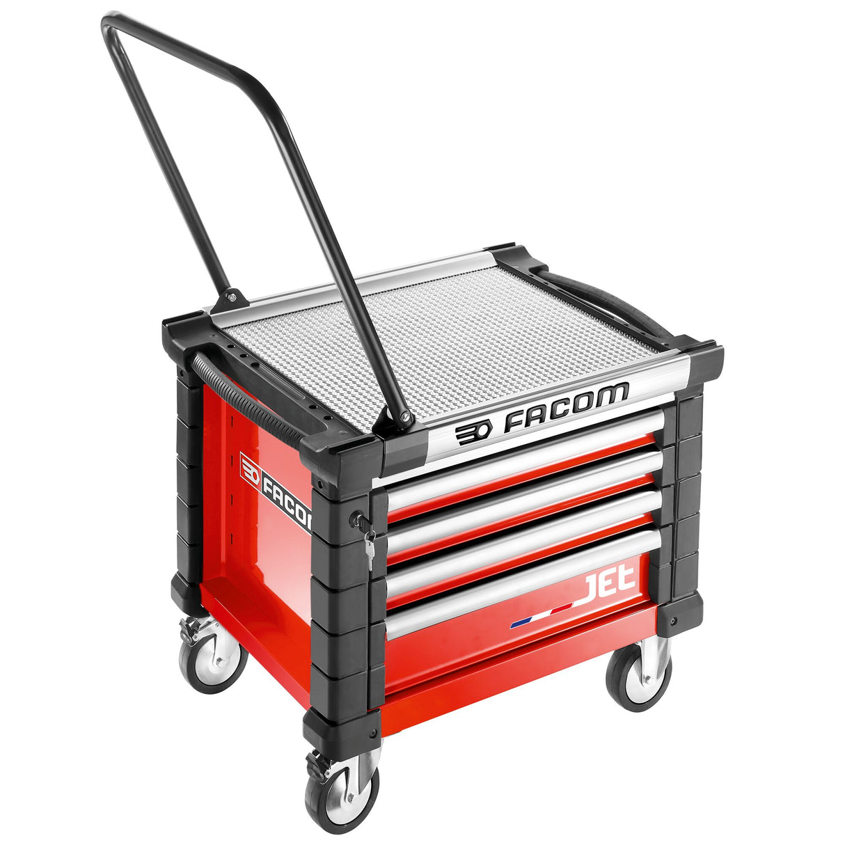 Mobile Werkzeugtruhe JET mit 4 Schubladen, 3 Module pro Schublade, rot