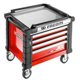 Mobile Werkzeugtruhe JET mit 4 Schubladen, 3 Module pro Schublade, rot