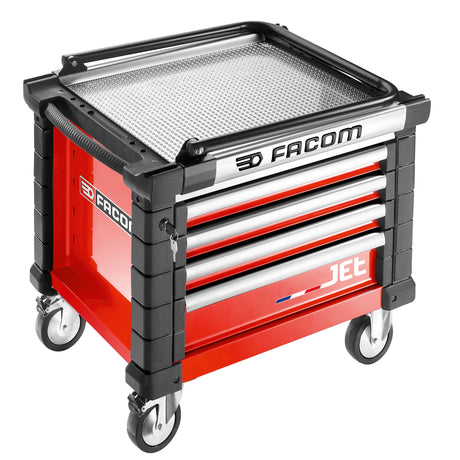 Mobile Werkzeugtruhe JET mit 4 Schubladen, 3 Module pro Schublade, rot