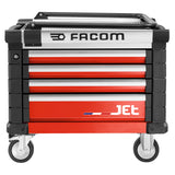 Mobile Werkzeugtruhe JET mit 4 Schubladen, 3 Module pro Schublade, rot