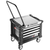 Mobile Werkzeugtruhe JET mit 4 Schubladen, 3 Module pro Schublade, schwarz